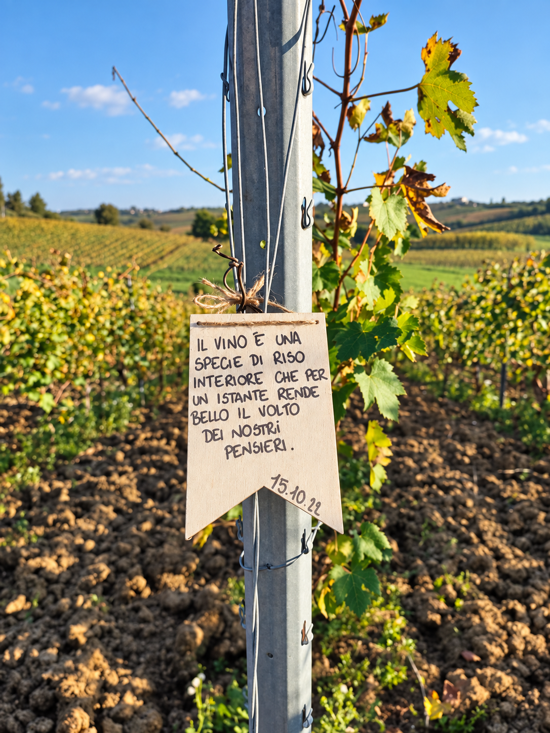 La targhetta sul filare a Casalsole